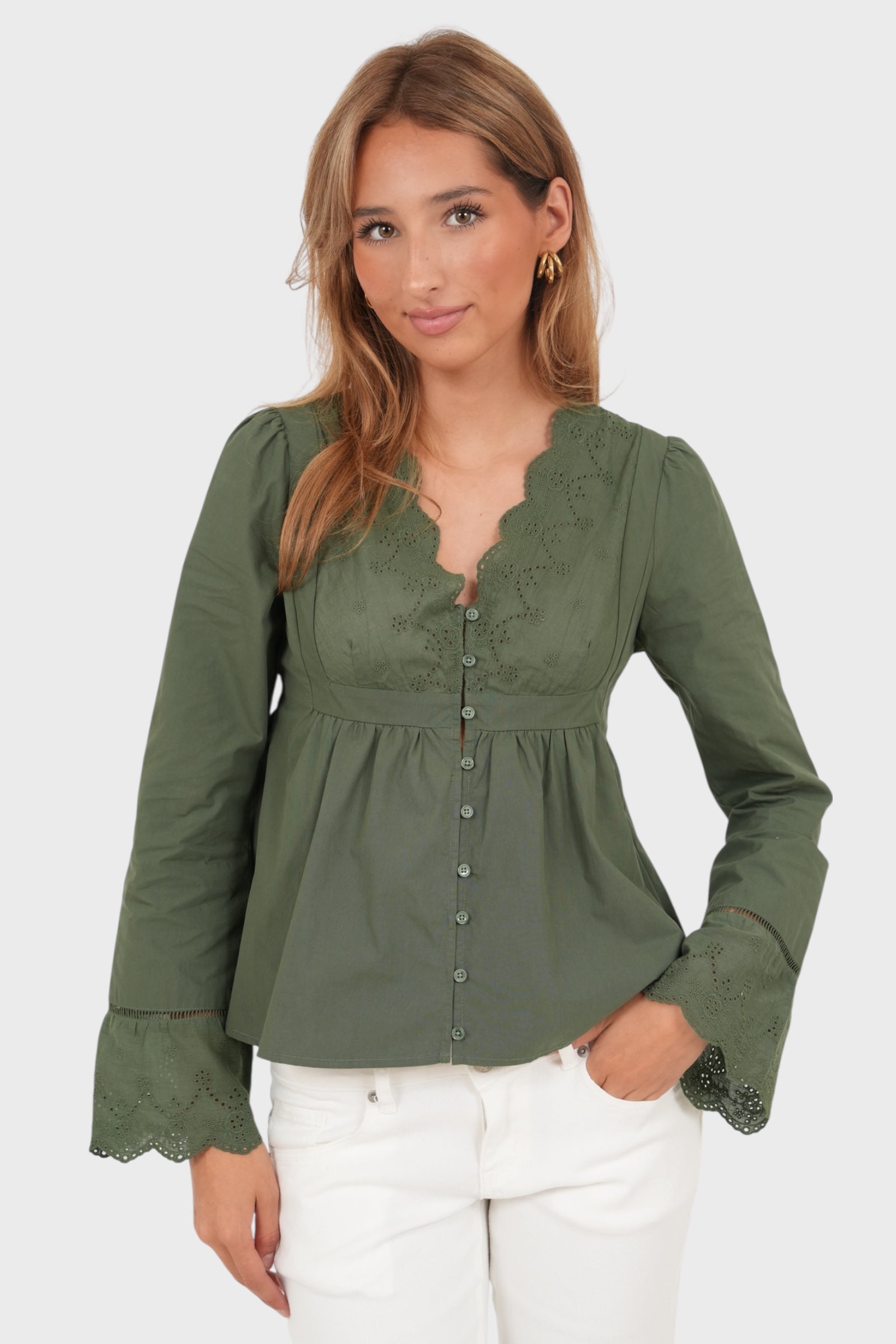 "Louie" blouse khaki green