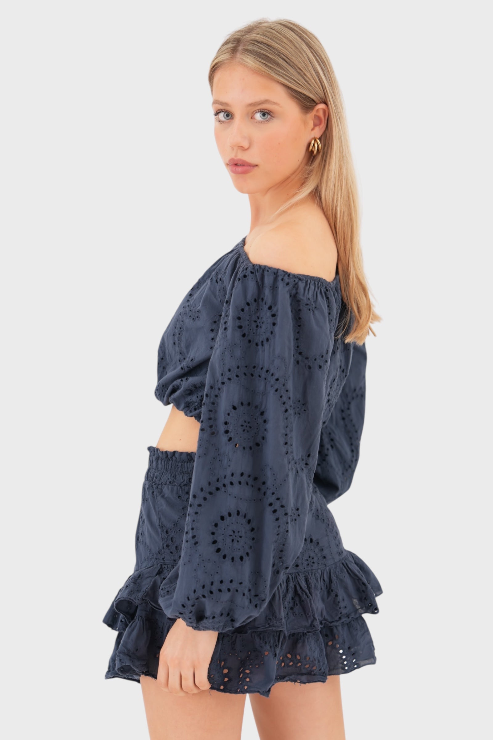 "Fleur" blouse navy