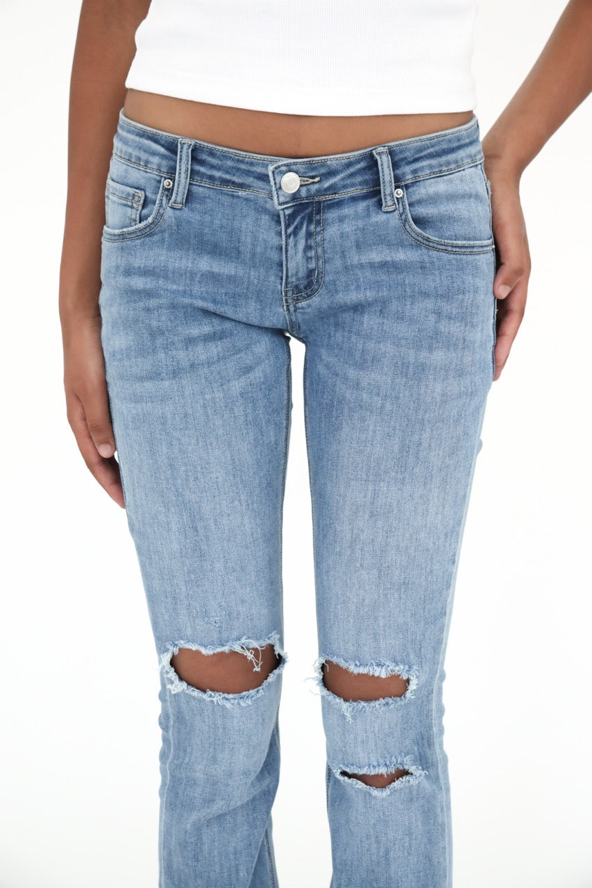 "Ripped" flared jeans dark blue tall