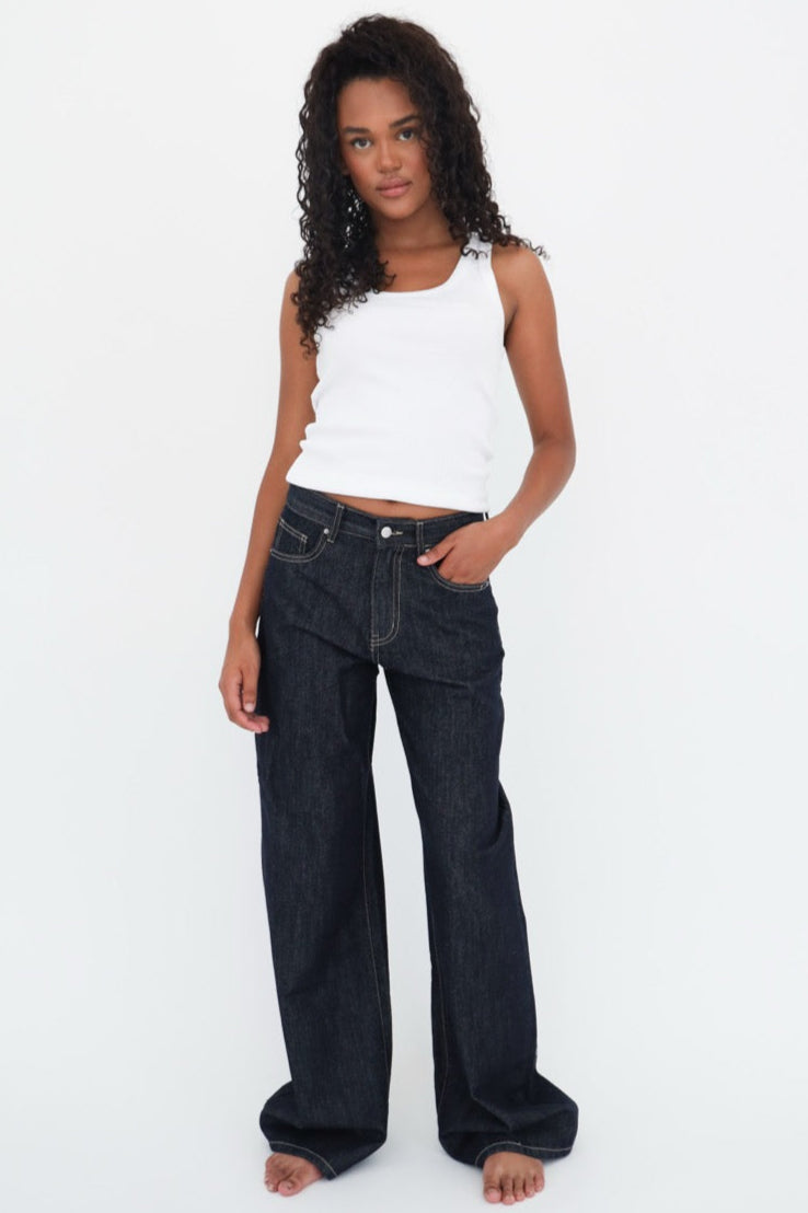 "Wide leg" jeans dark blue tall