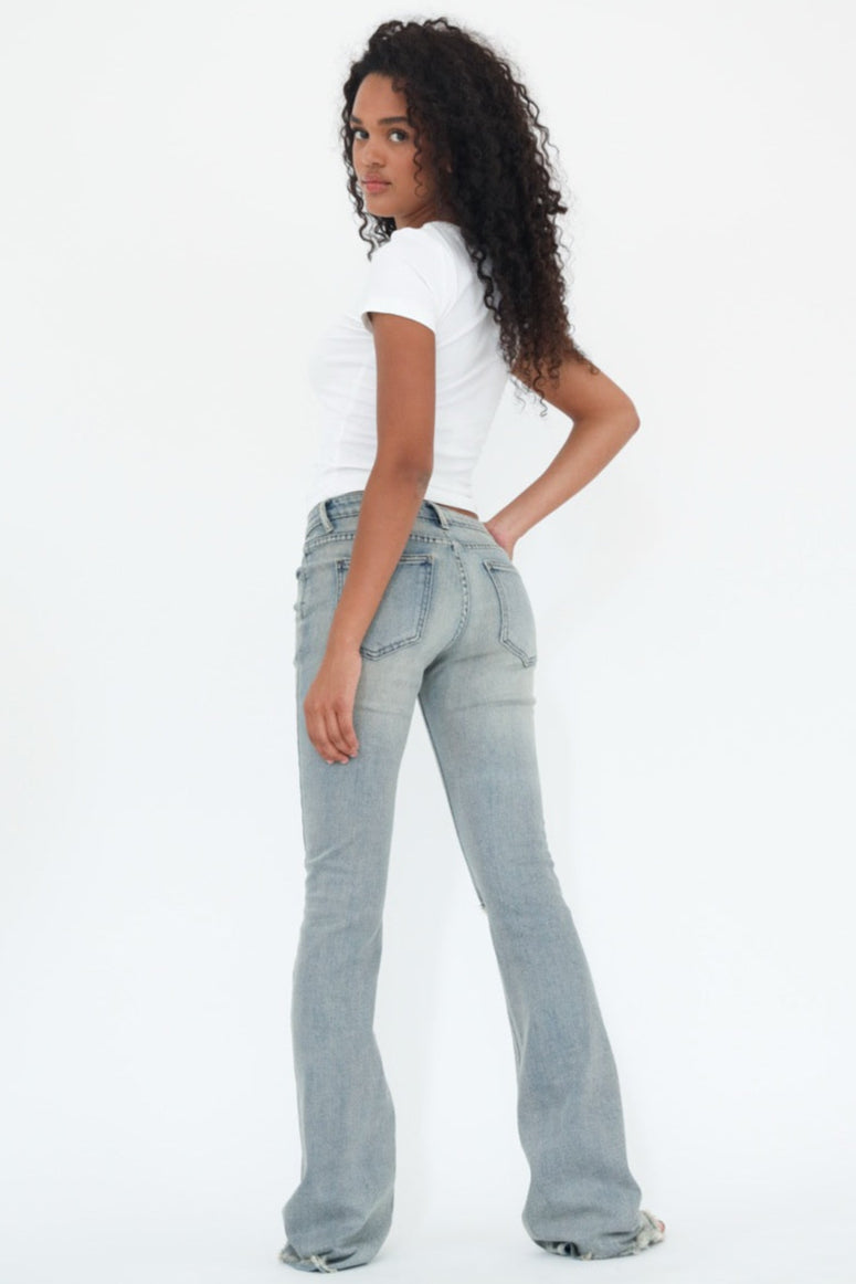 "Ripped" flared jeans light blue tall