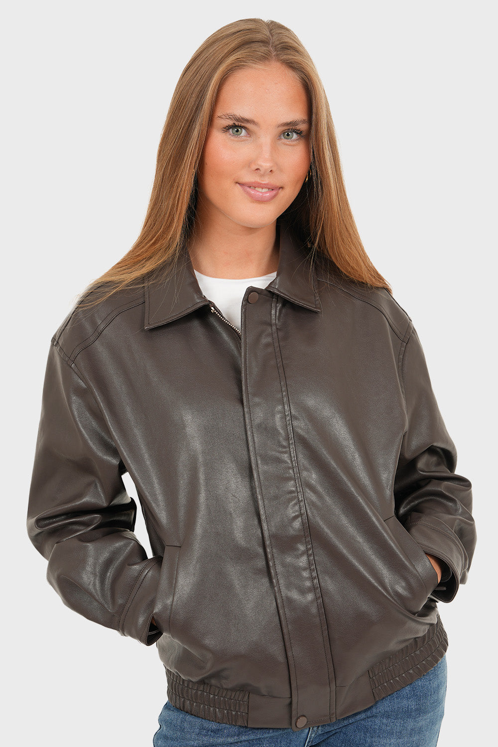 "Hazel" leather jacket brown