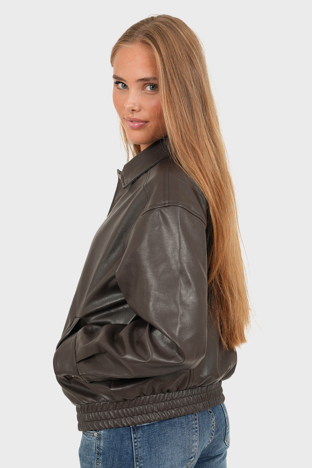 "Hazel" leather jacket brown
