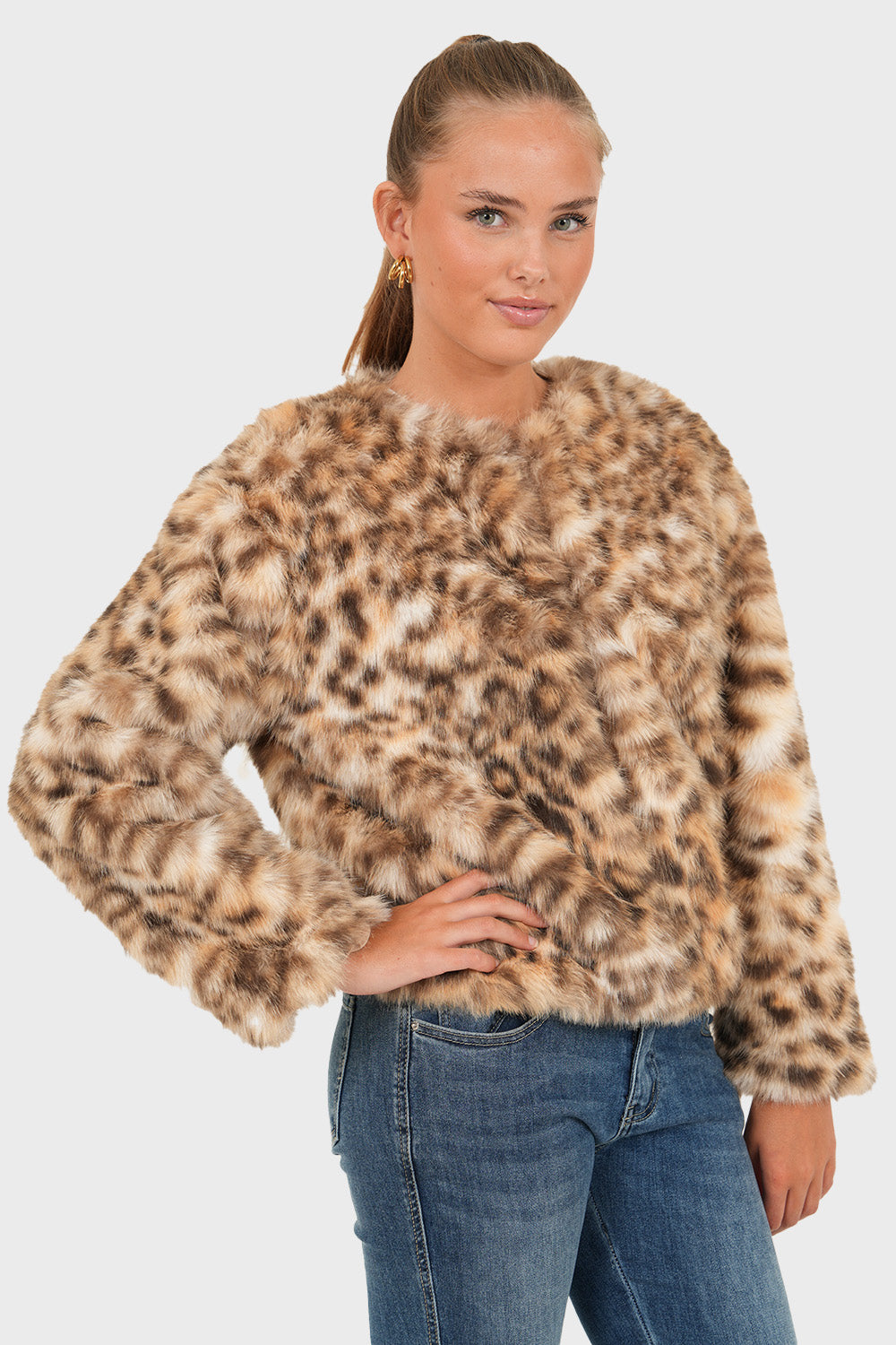 "Furry" leopard jacket
