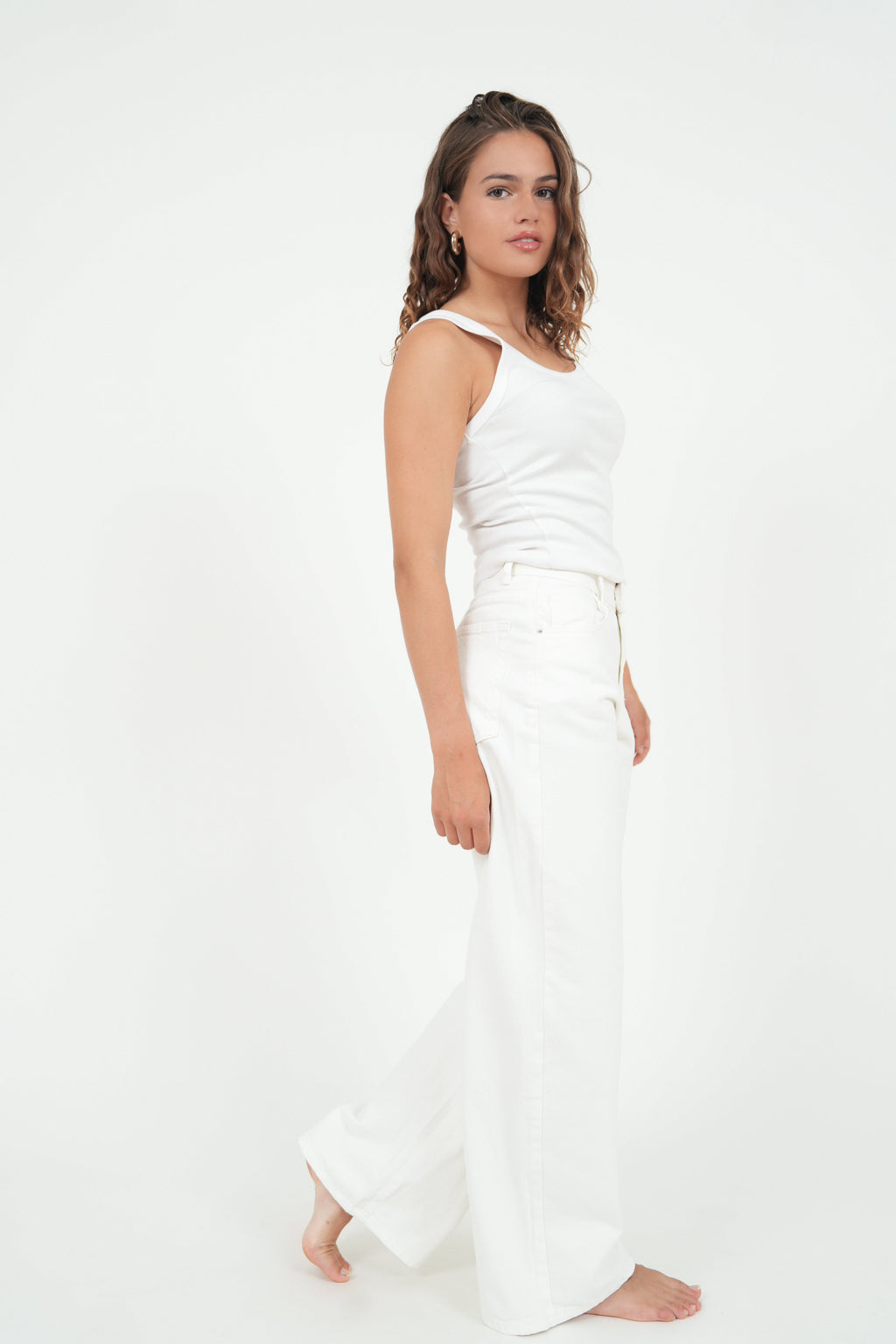 "Wide leg" jeans white