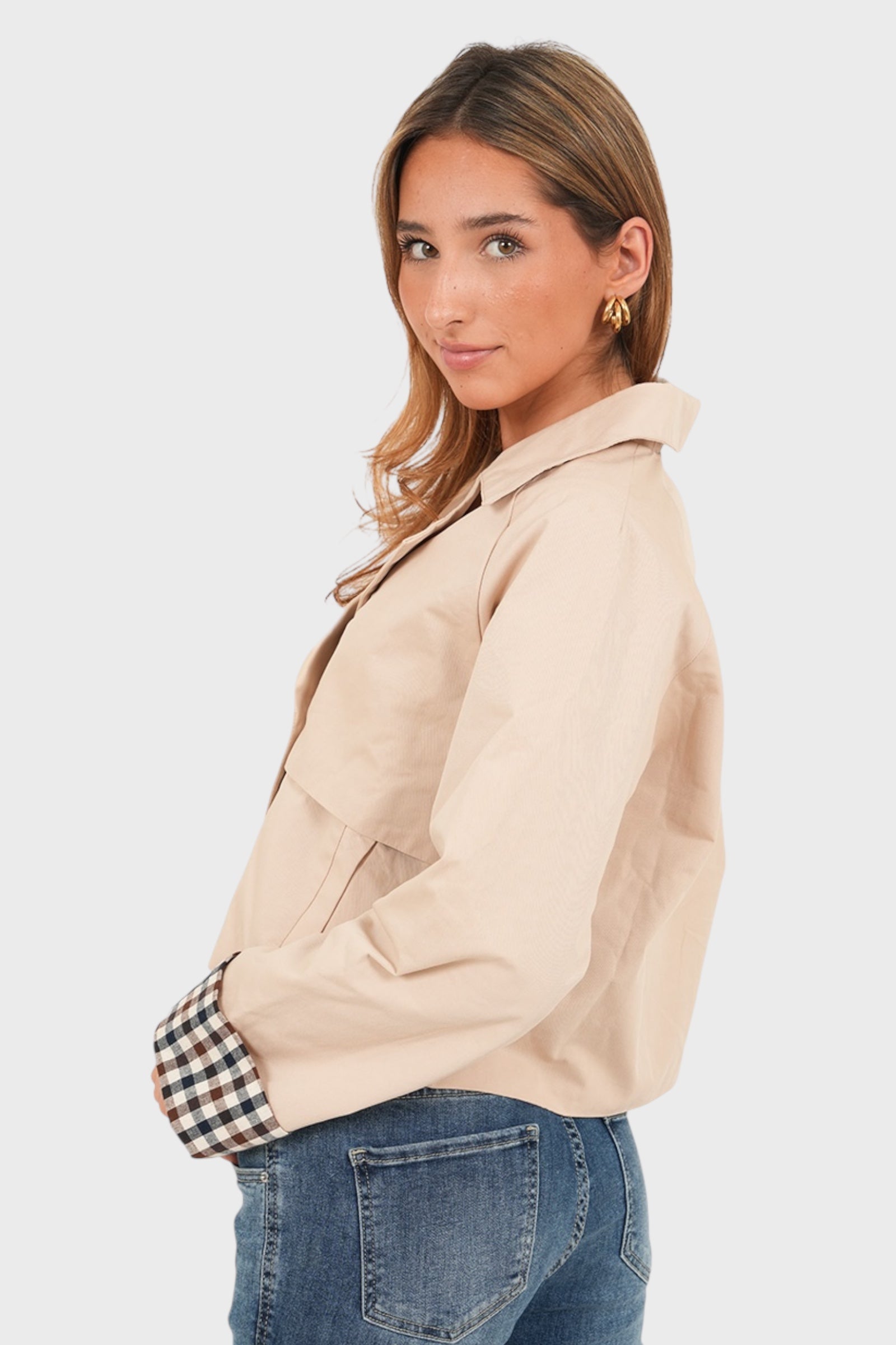 "Checked" trenchcoat beige