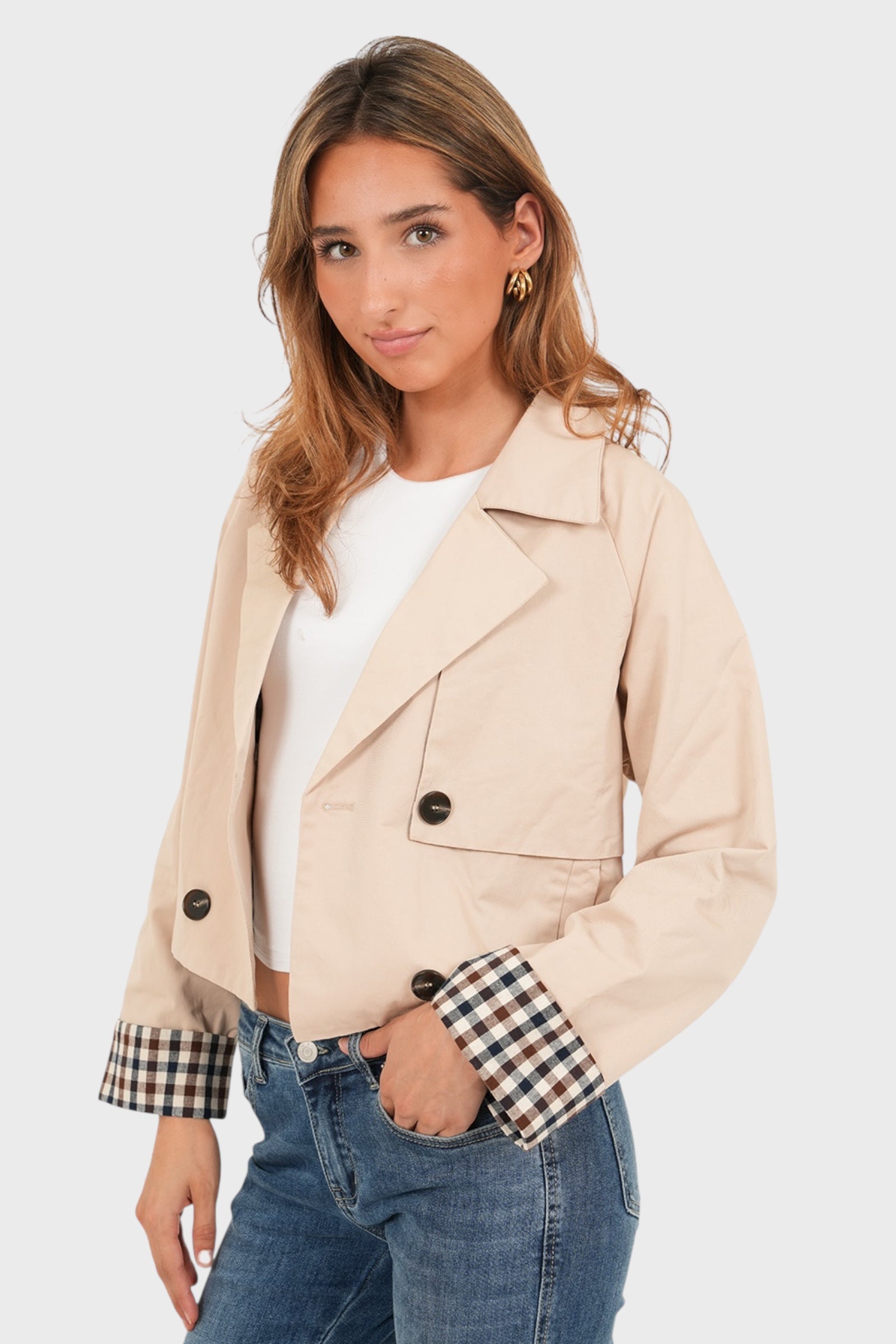 "Checked" trenchcoat beige