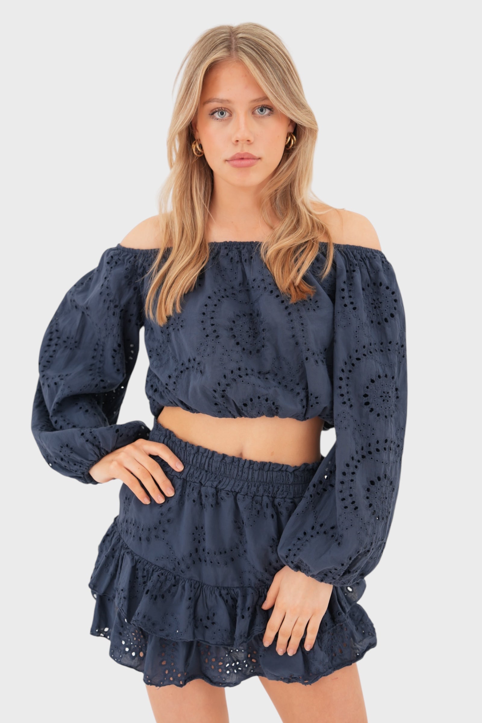 "Fleur" blouse navy