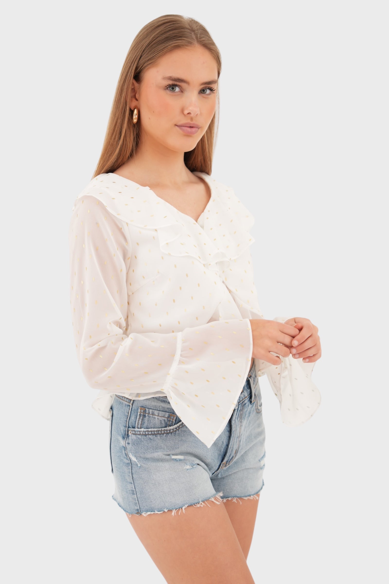 "Ruffle" blouse white