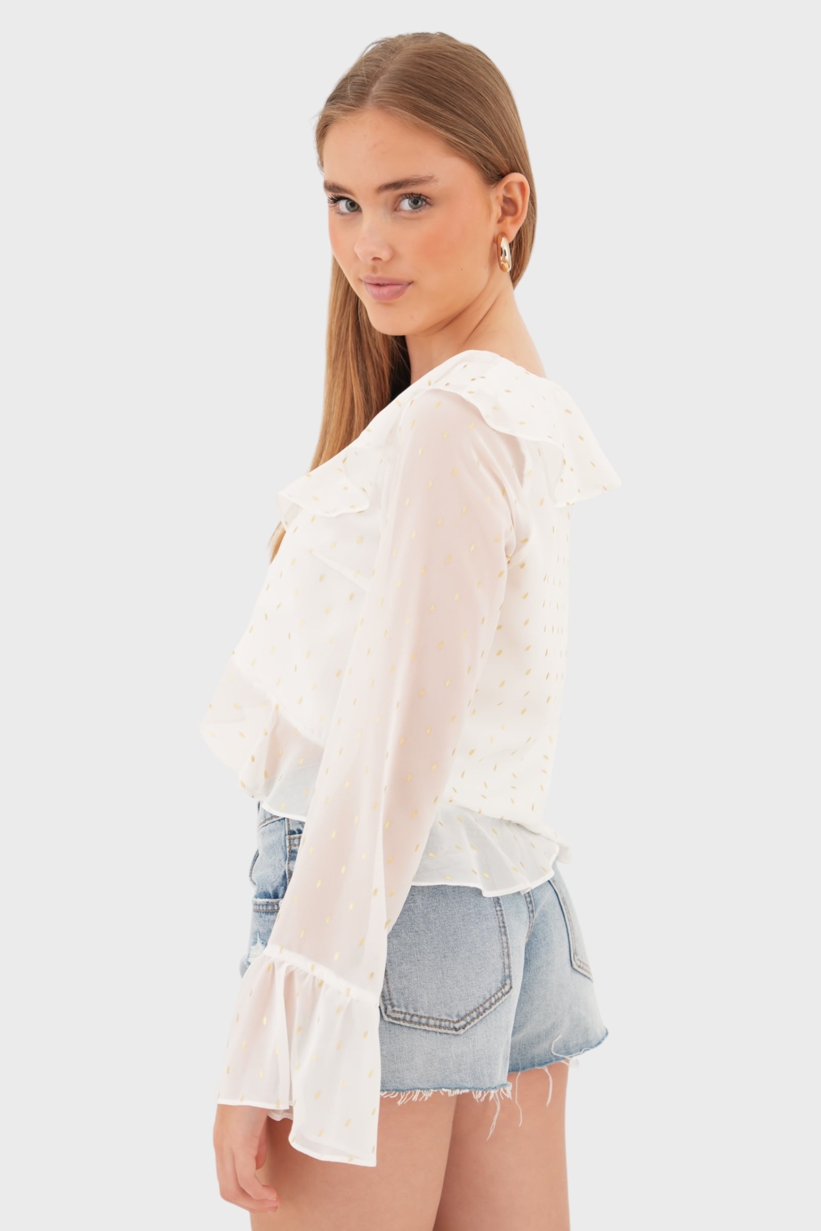 "Ruffle" blouse white