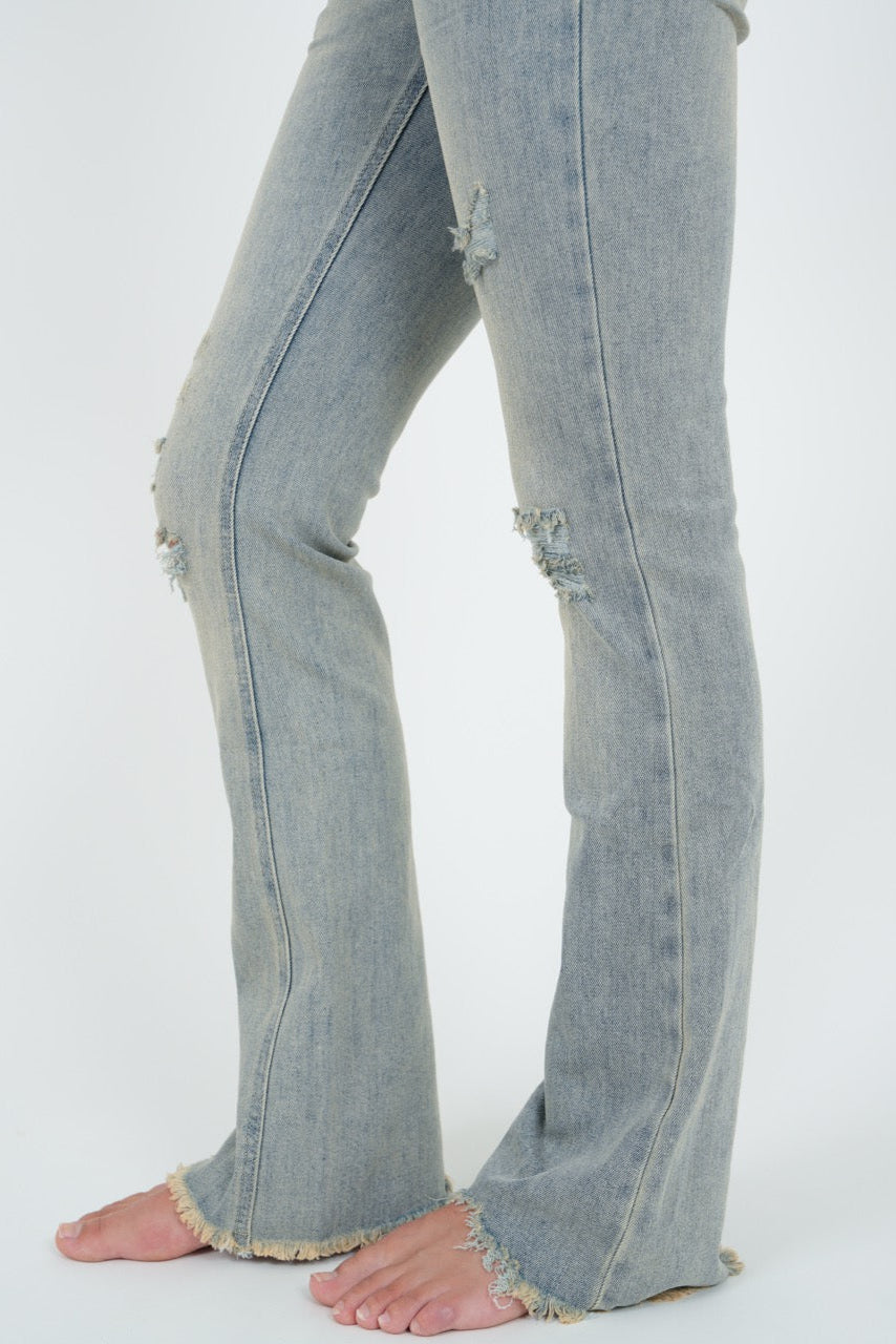 "Ripped" flared jeans light blue