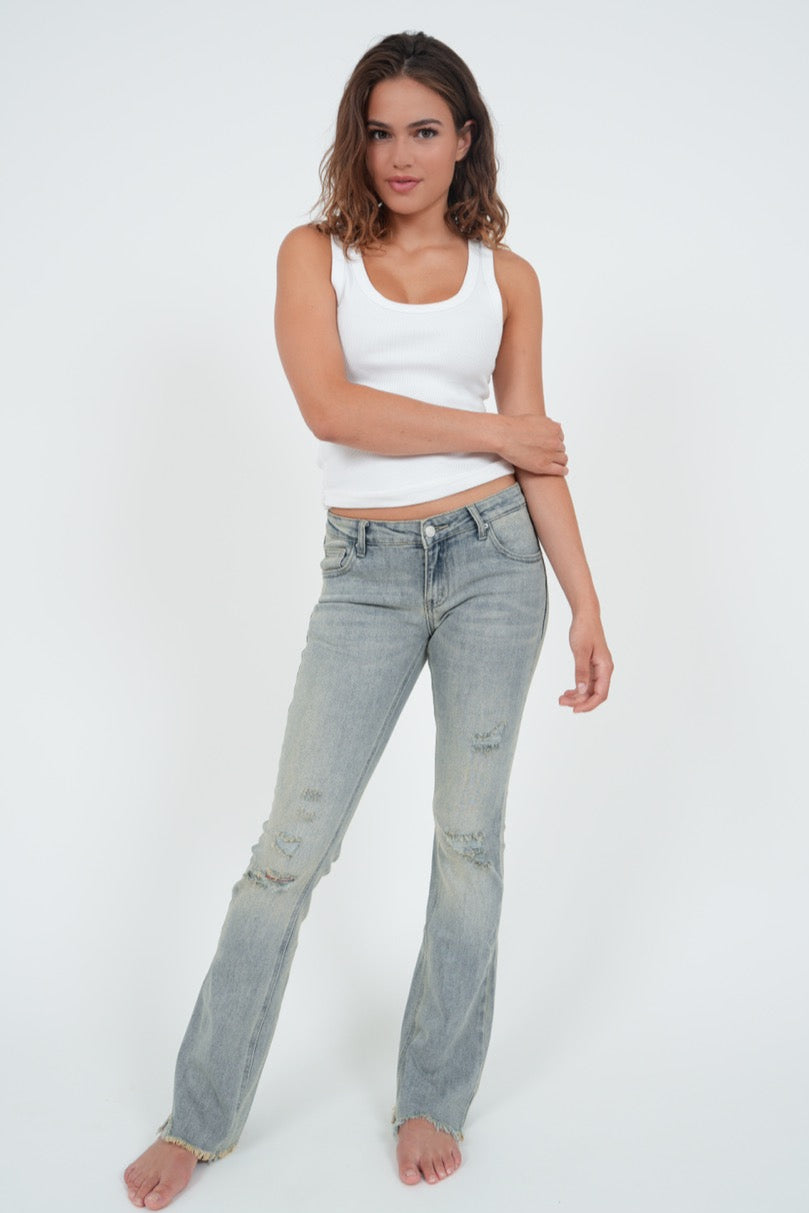 "Ripped" flared jeans light blue