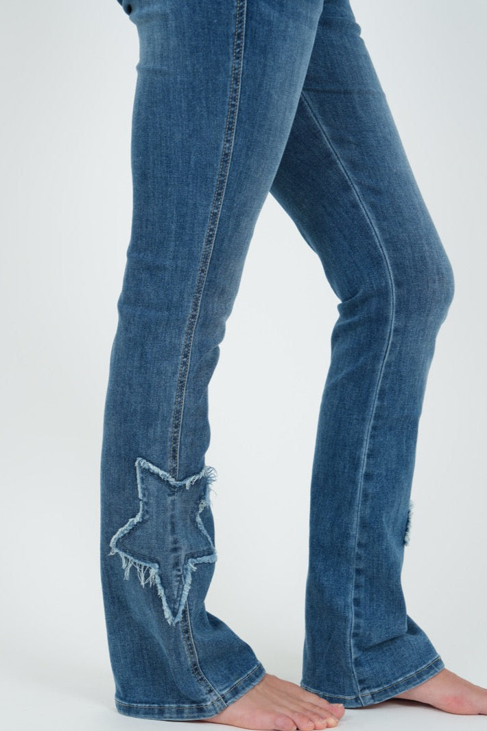 "Starry" flared jeans dark blue
