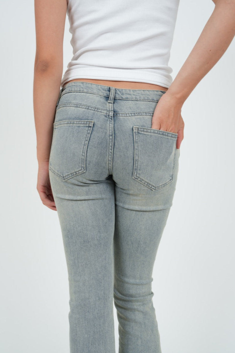 "Ripped" flared jeans light blue
